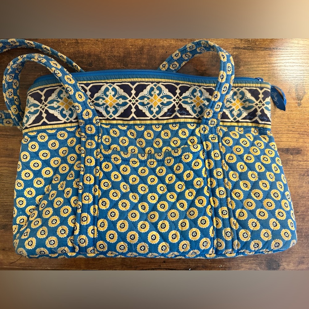 Stylish Blue and Yellow Patterned Tote Bag